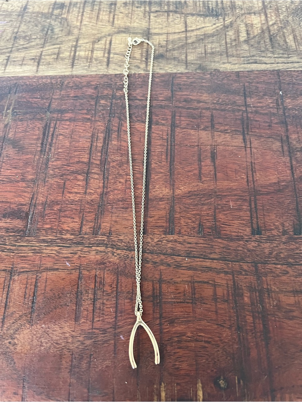 Gold Wishbone Pendant Necklace - Women's Jewelry